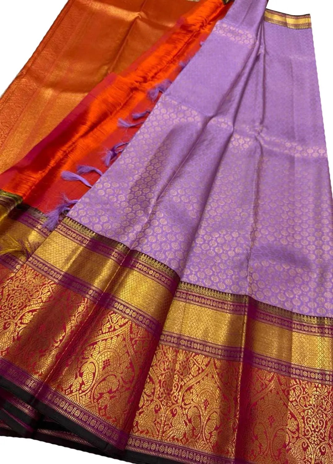 Exquisite Purple Handloom Kanjeevaram Silk Saree