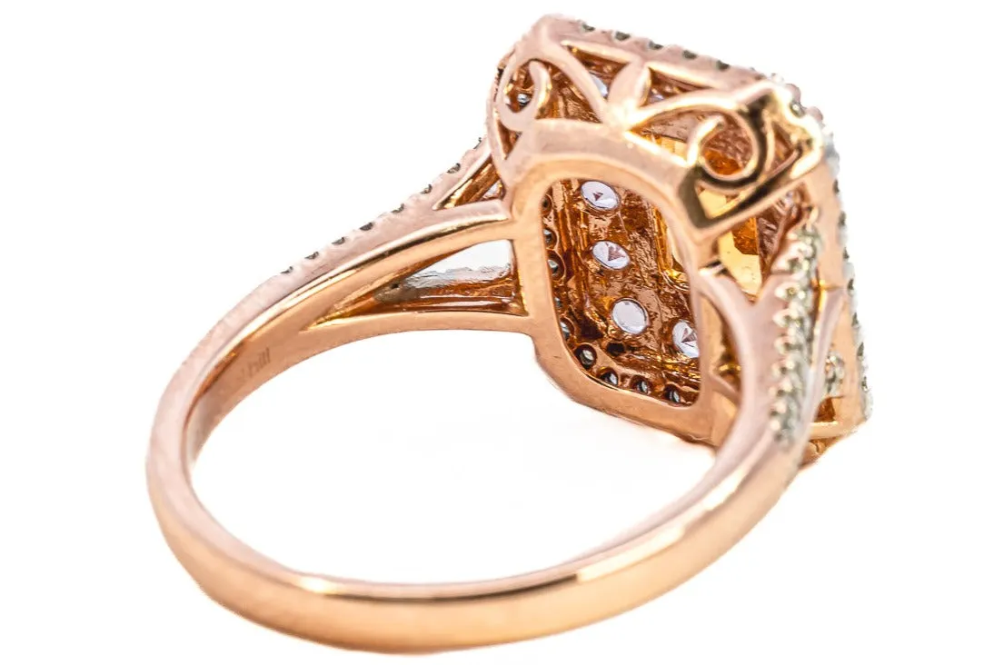 Exquisite Rose Gold Citrine, Sapphire & Diamond Cluster Ring