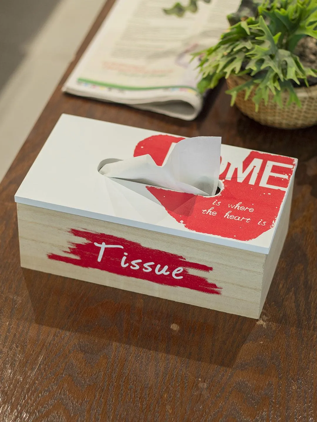 Exquisite White & Red Tissue Holder Box For Home