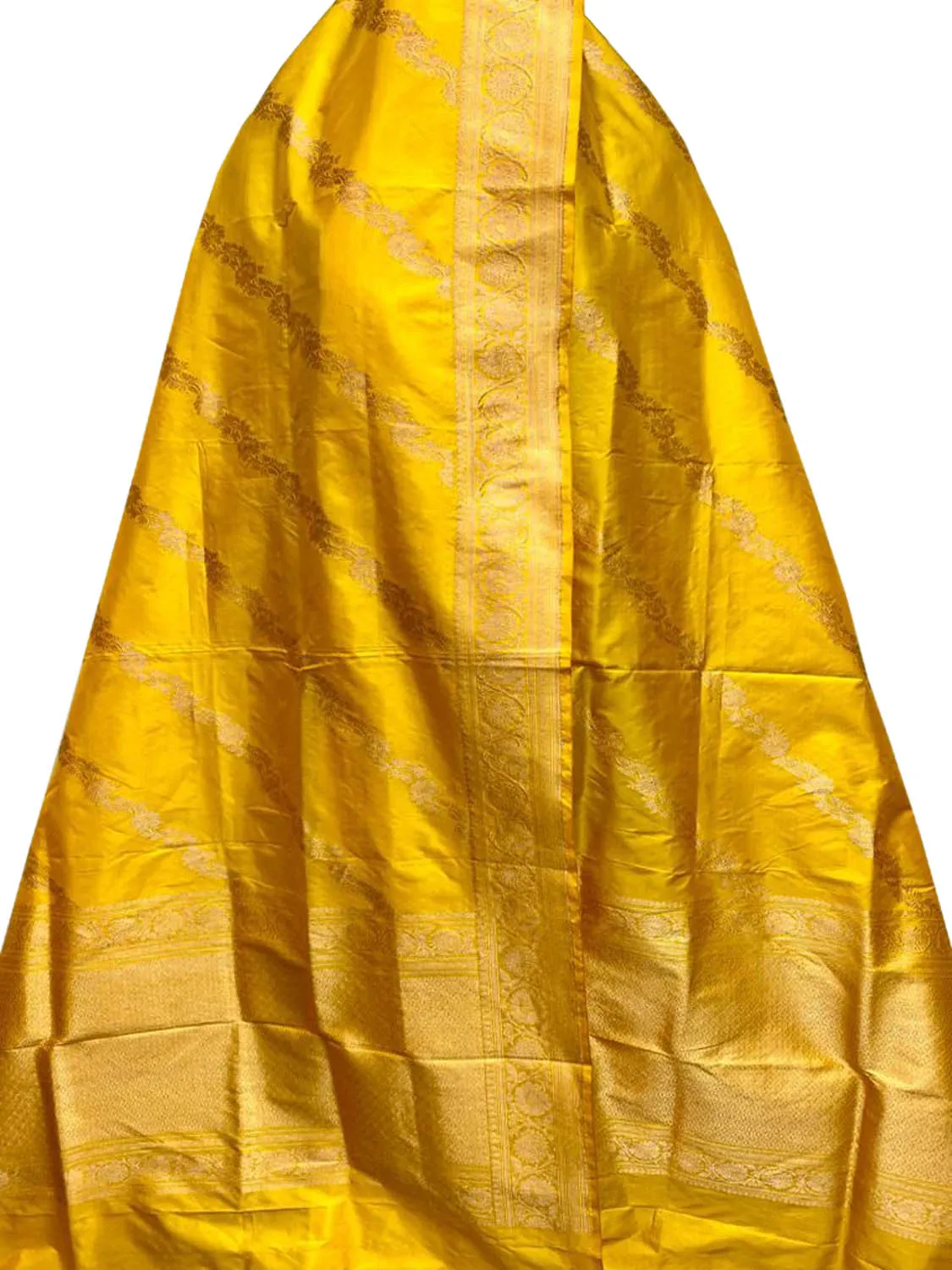 Exquisite Yellow Banarasi Handloom Pure Katan Silk Dupatta