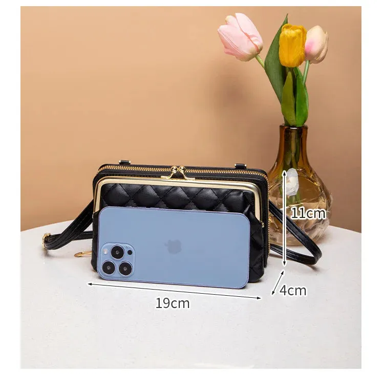 Fashion Women Luxury Leather Single Shoulder Large Capacity Crossbody Mobile Phone Purse