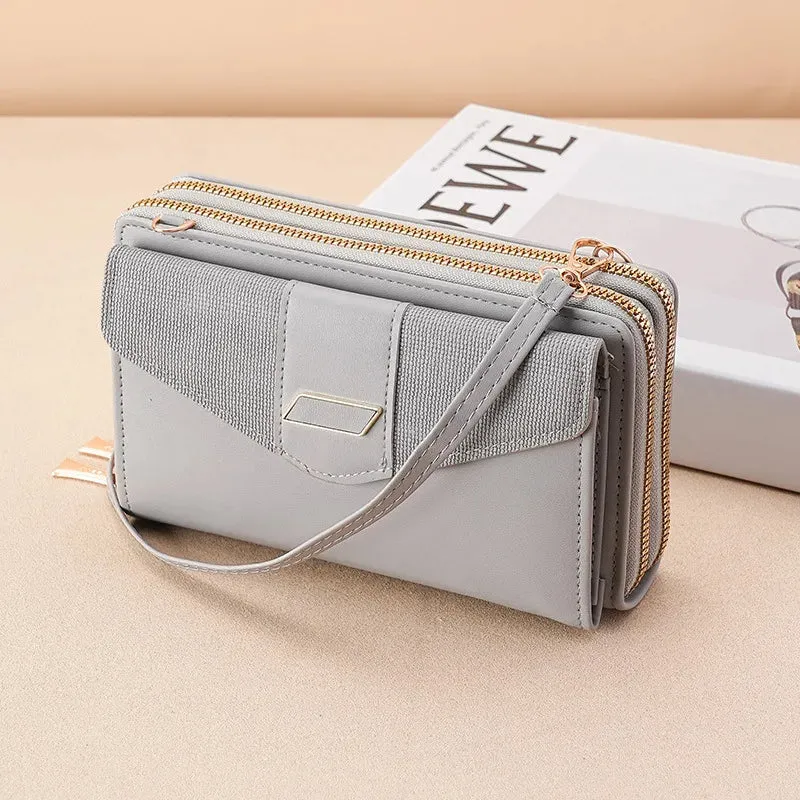 Fashion Women Luxury Leather Single Shoulder Large Capacity Crossbody Mobile Phone Purse