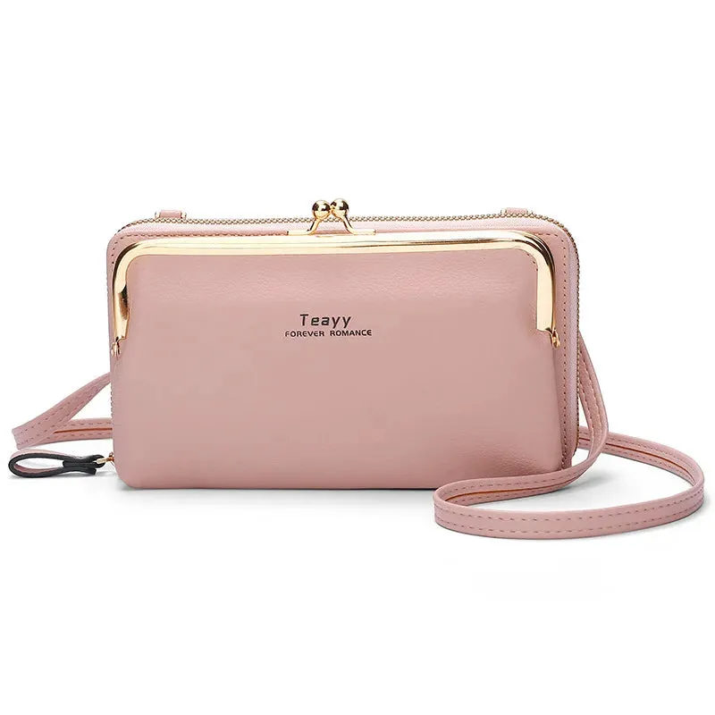 Fashion Women Luxury Leather Single Shoulder Large Capacity Crossbody Mobile Phone Purse