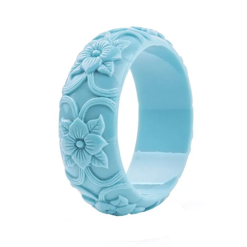 Fashionable Personality Flower Carved Resin Bracelet, Vintage Exquisite Jewelry