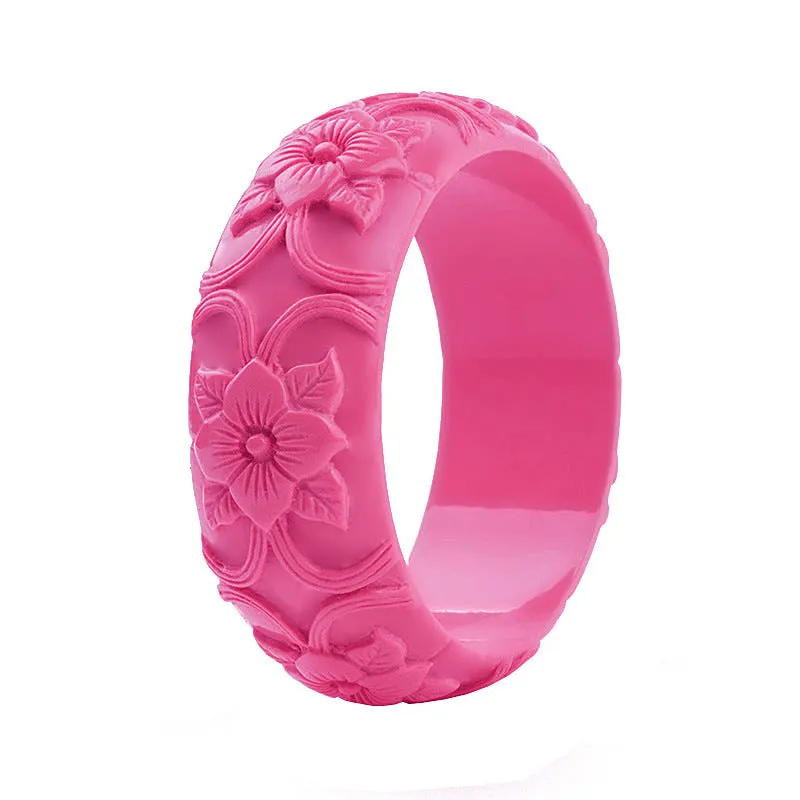 Fashionable Personality Flower Carved Resin Bracelet, Vintage Exquisite Jewelry