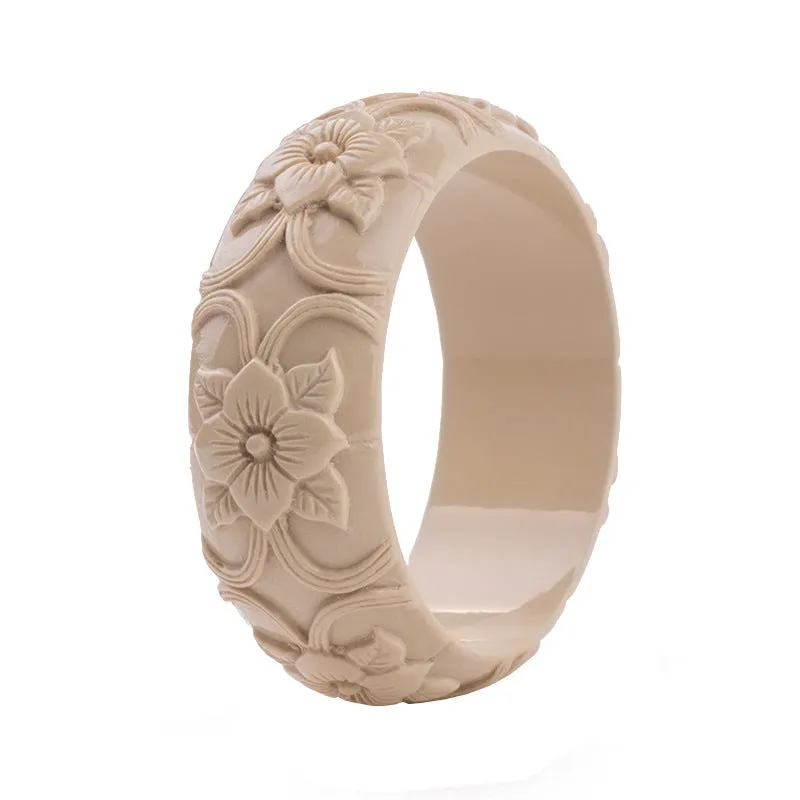 Fashionable Personality Flower Carved Resin Bracelet, Vintage Exquisite Jewelry