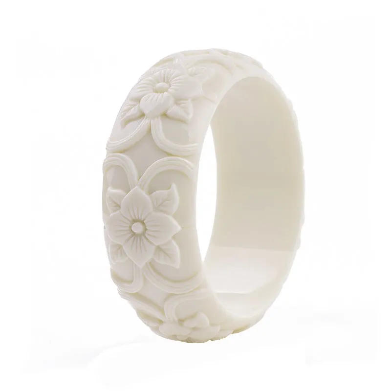 Fashionable Personality Flower Carved Resin Bracelet, Vintage Exquisite Jewelry