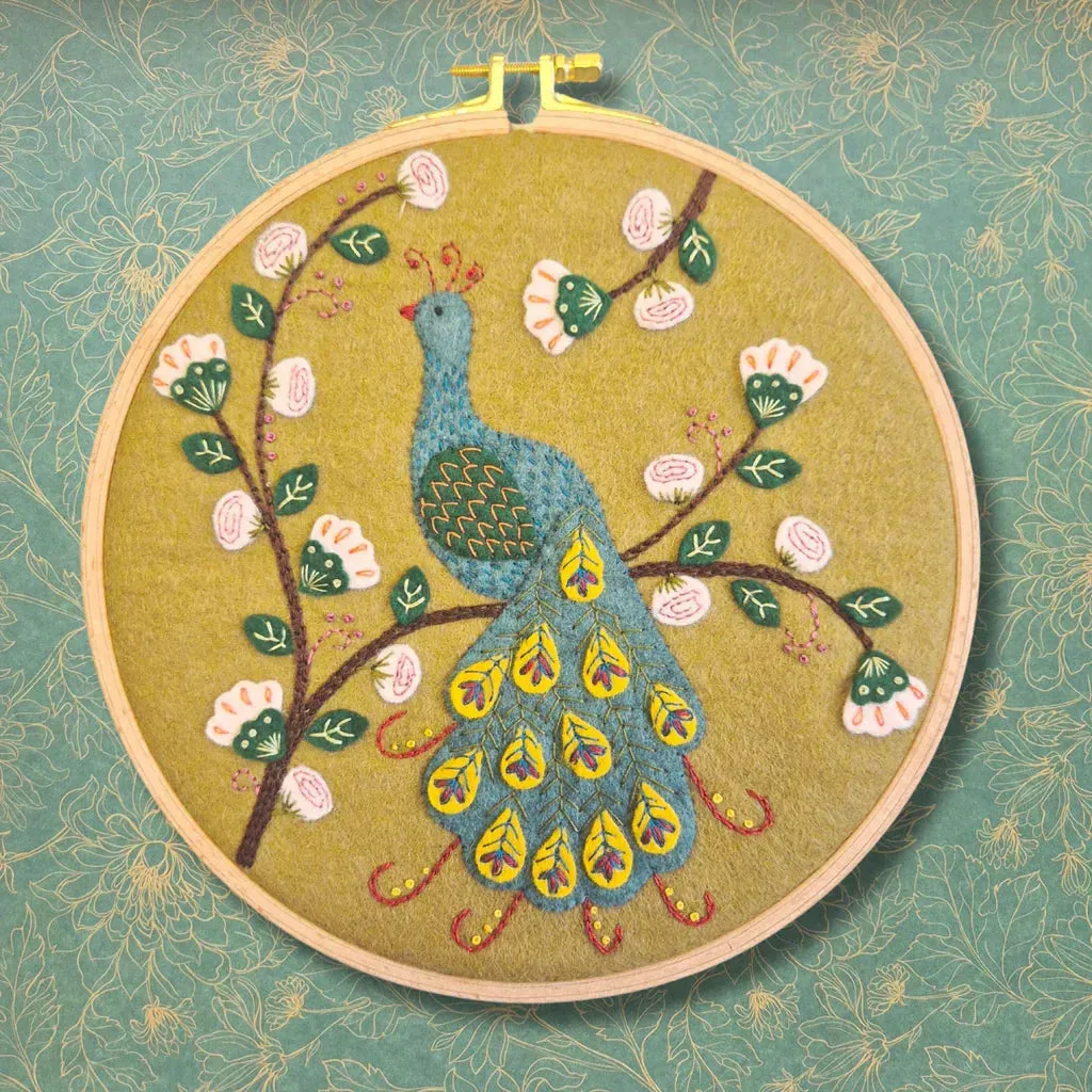 Felt Applique Hoop Kit Flamboyant Peacock APPPCK1O