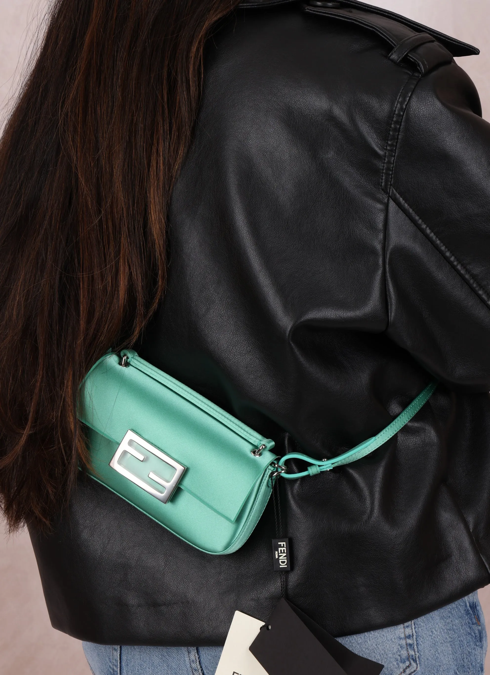 Fendi Satin Mint Mini Baguette