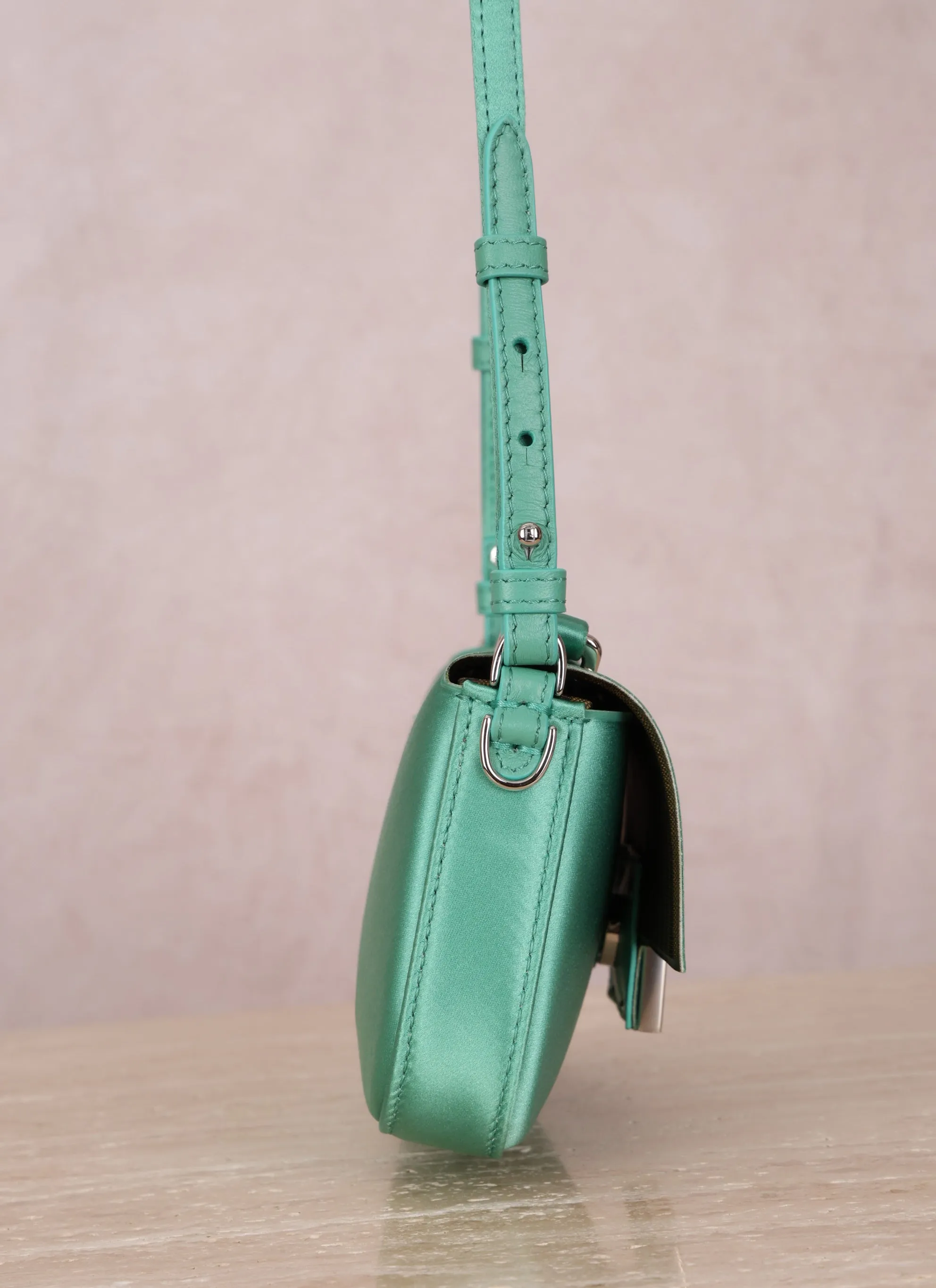 Fendi Satin Mint Mini Baguette