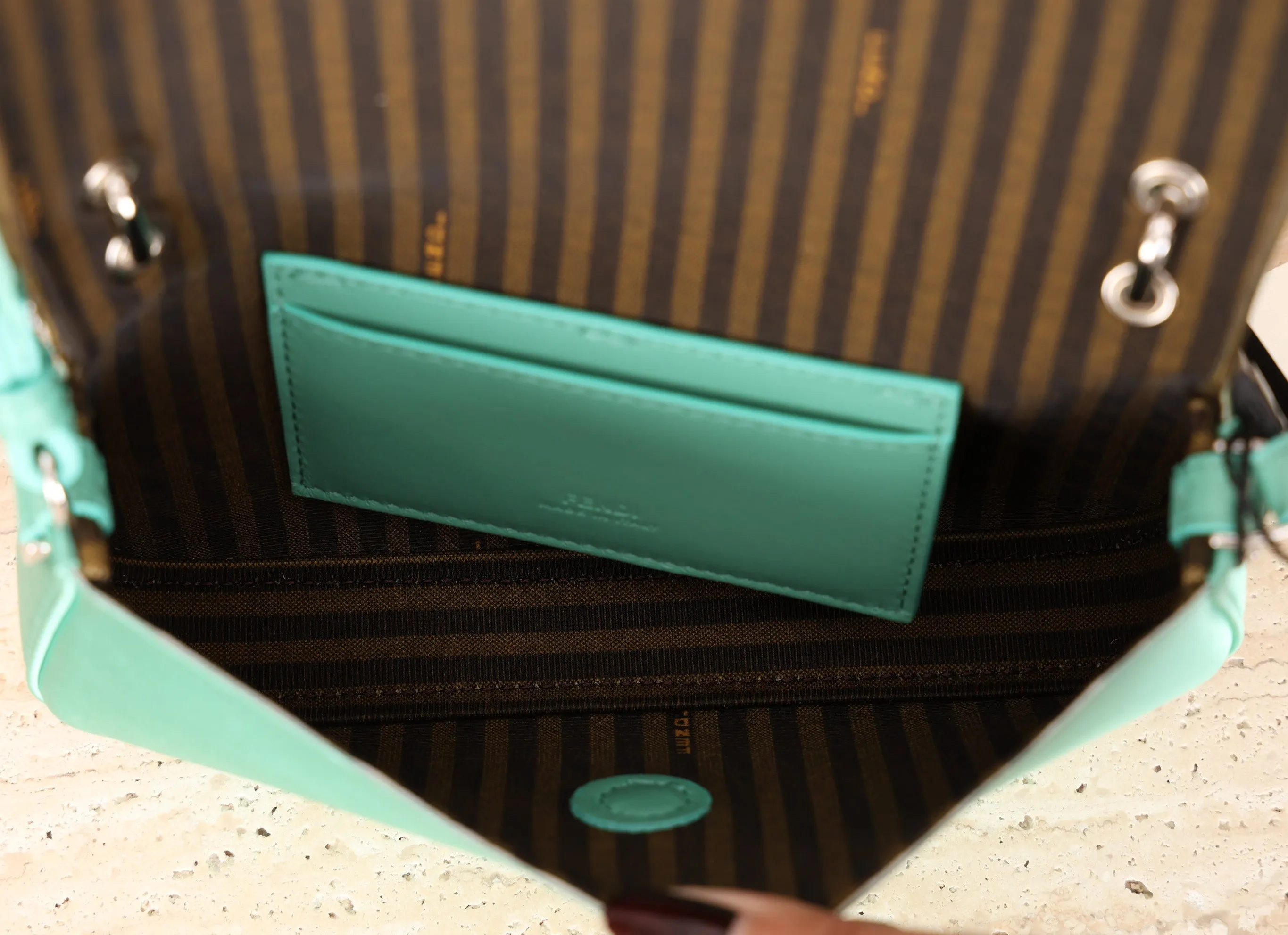 Fendi Satin Mint Mini Baguette