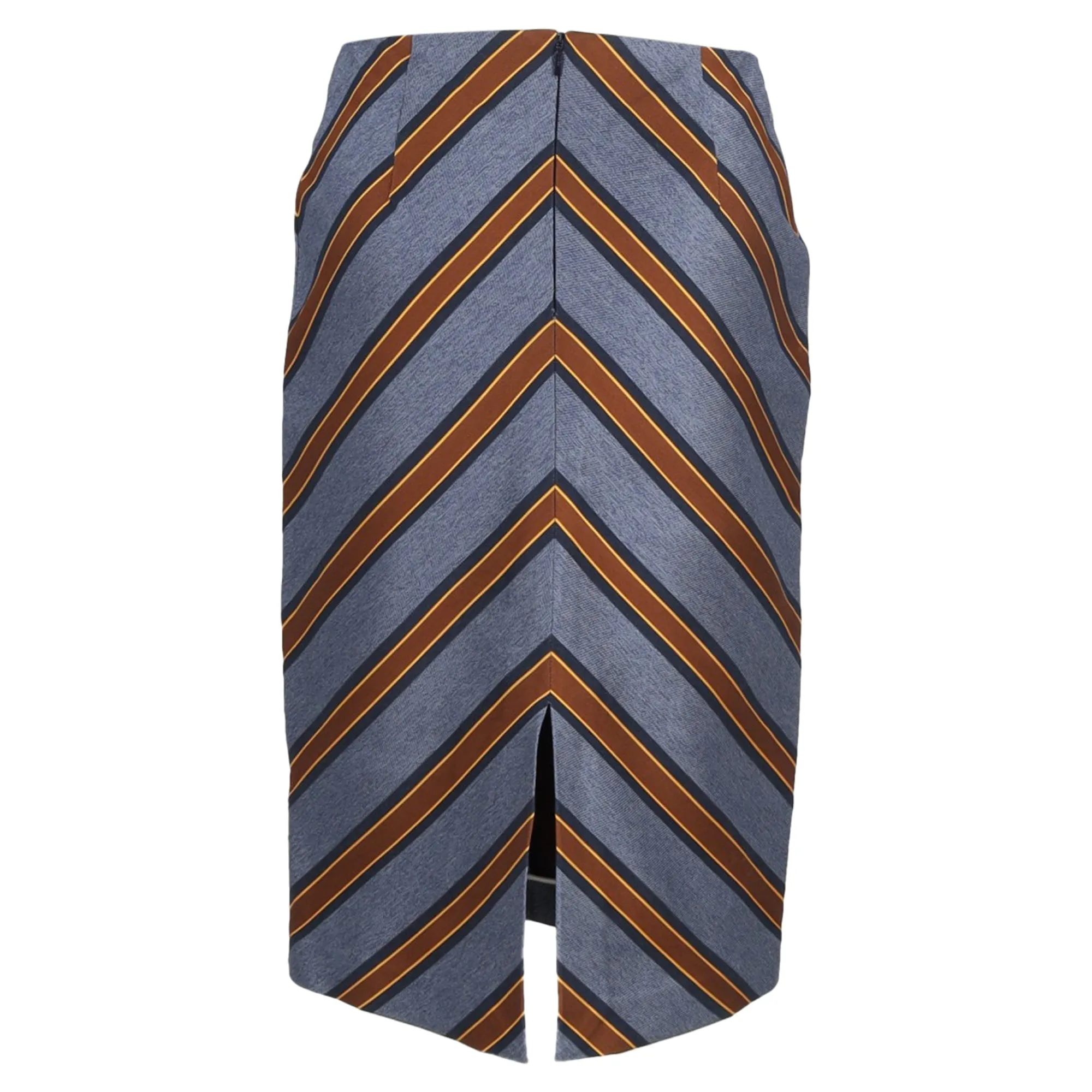 Fendi Striped Midi Skirt Blue Polyester