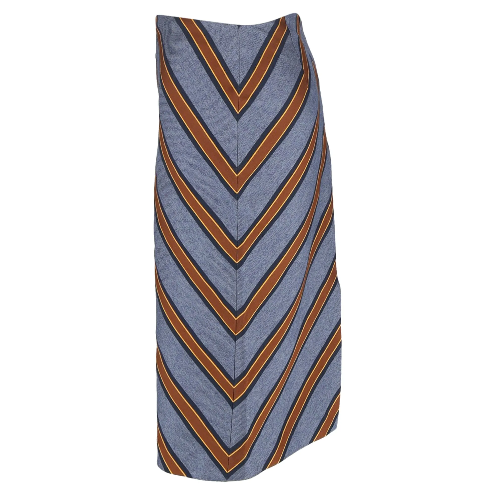 Fendi Striped Midi Skirt Blue Polyester