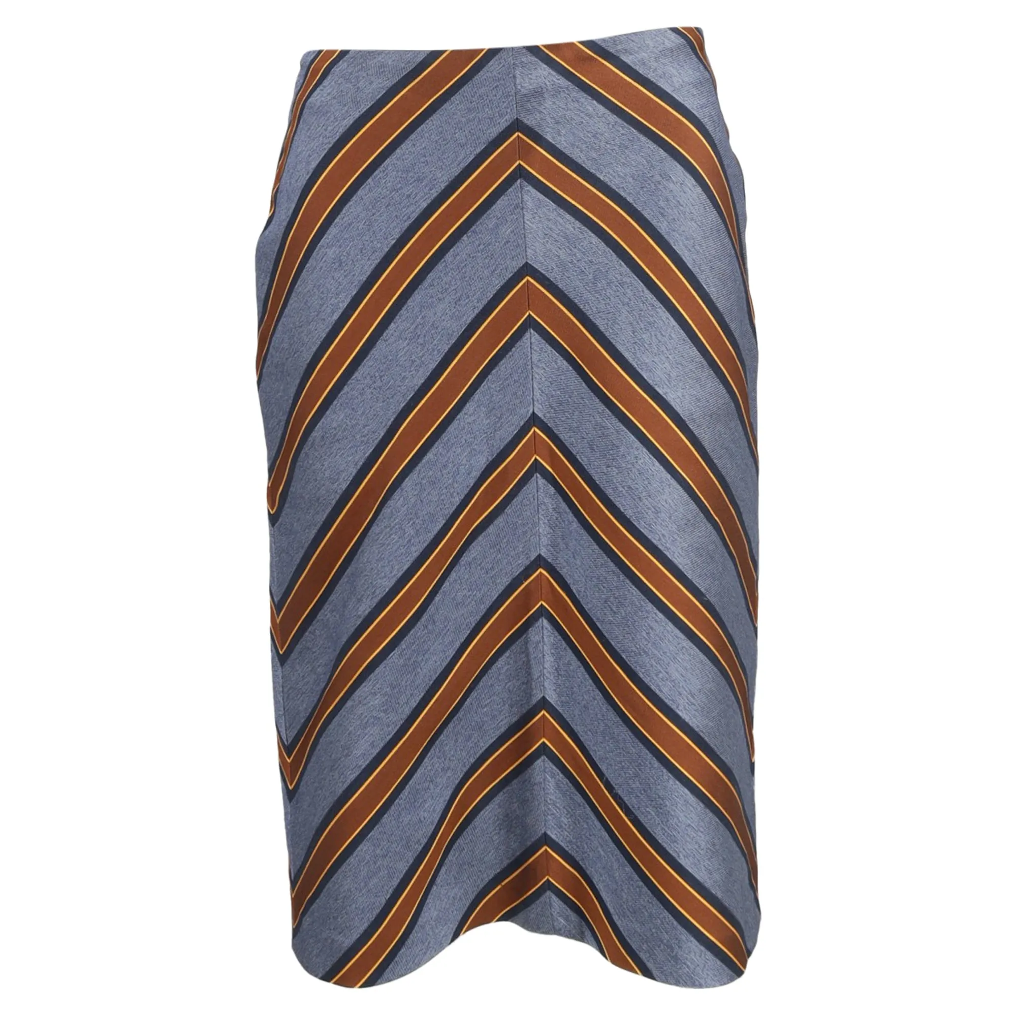 Fendi Striped Midi Skirt Blue Polyester