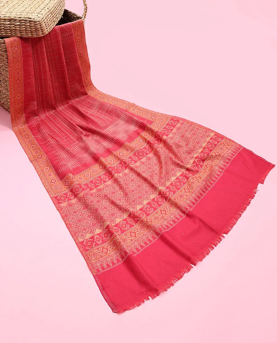 Fuschia pink intricately designed pashmina dupatta