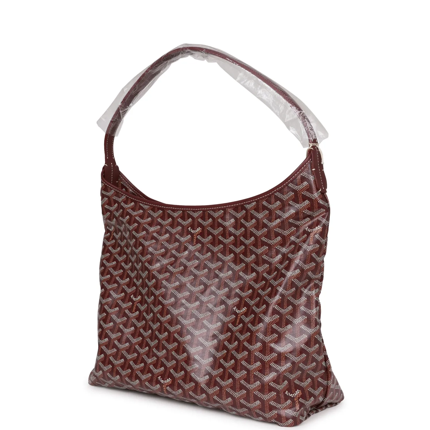 Goyard Goyardine Burgundy Boheme Hobo Bag Palladium Hardware