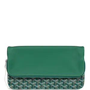 Goyard Sainte-Marie MM Foldable Clutch Bag Green Goyardine Silver Hardware