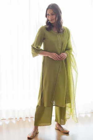 Green Luxurious Cotton Kurta Set