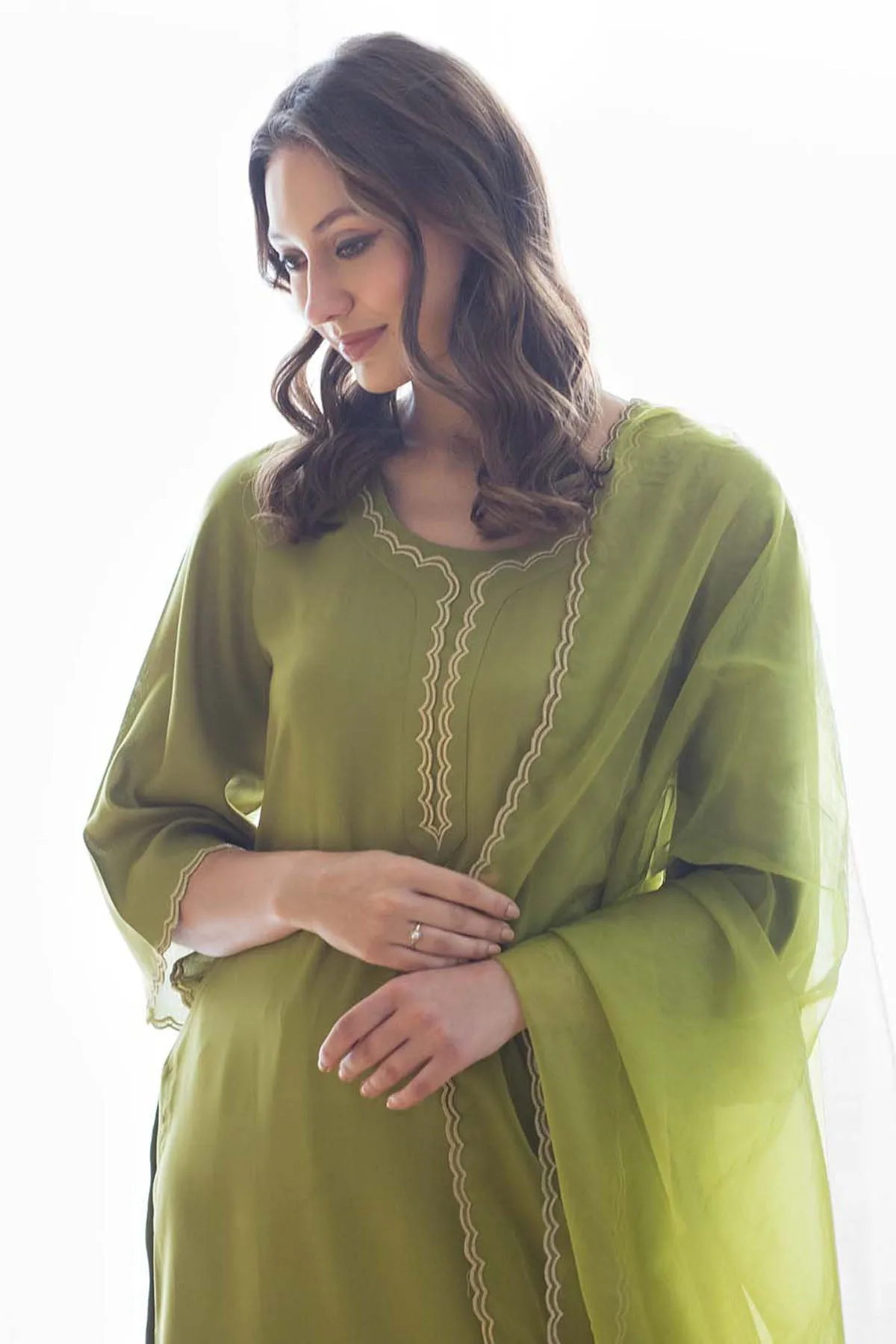 Green Luxurious Cotton Kurta Set