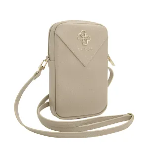 Guess - (19x12x3.8cm) Universal Cell Phone Shoulder Bag Crossbody Bag 4G Zip Triangle (GUWBZPGSTEGD) - Gold