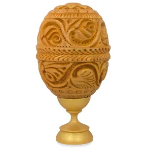 Hand Carved Rose Vine Wooden Easter Egg