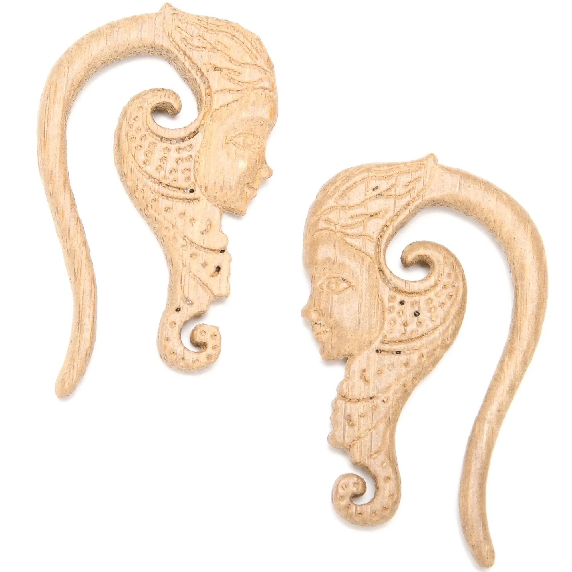 Hand Carved Wood Forest Nymph Hanger Plug Set 6mm to 18mm