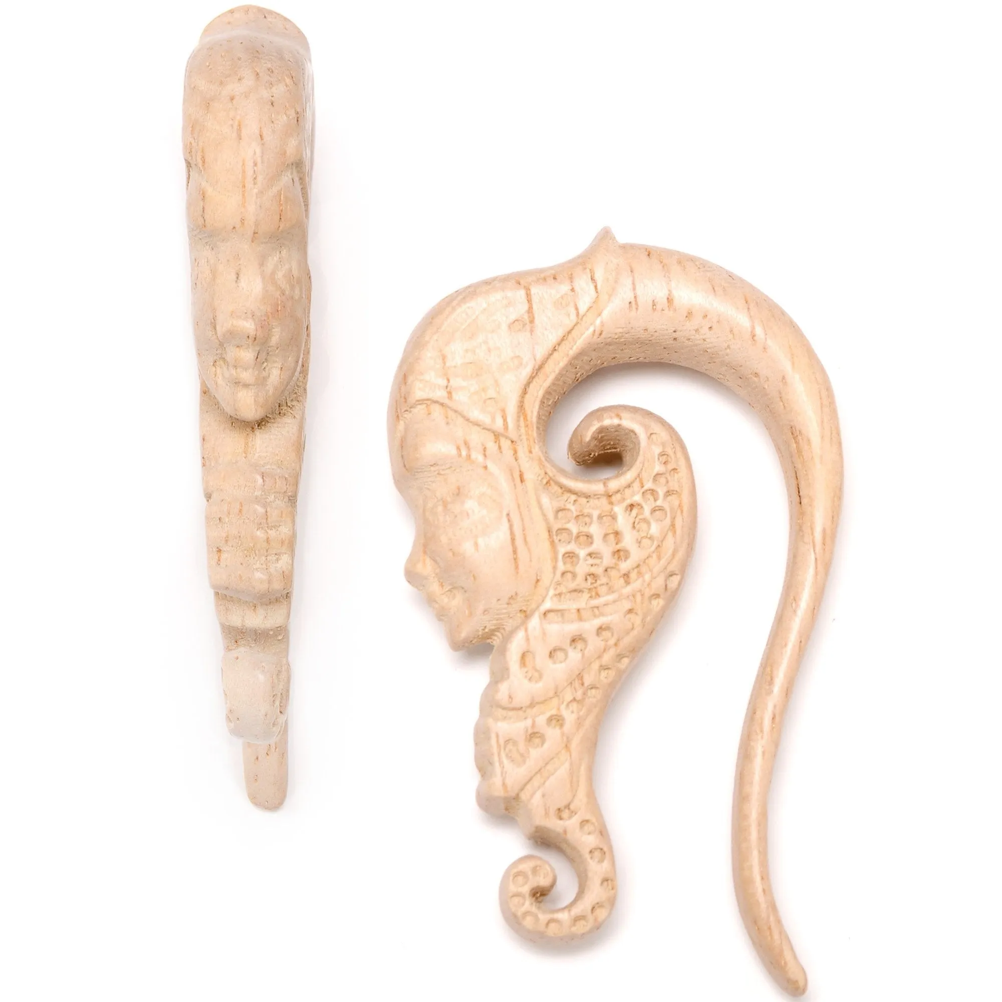 Hand Carved Wood Forest Nymph Hanger Plug Set 6mm to 18mm