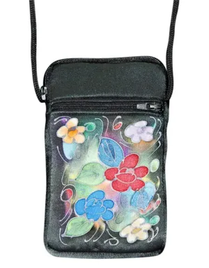 Hand-Painted Silk Cell Phone Mini-Purse - Suzy