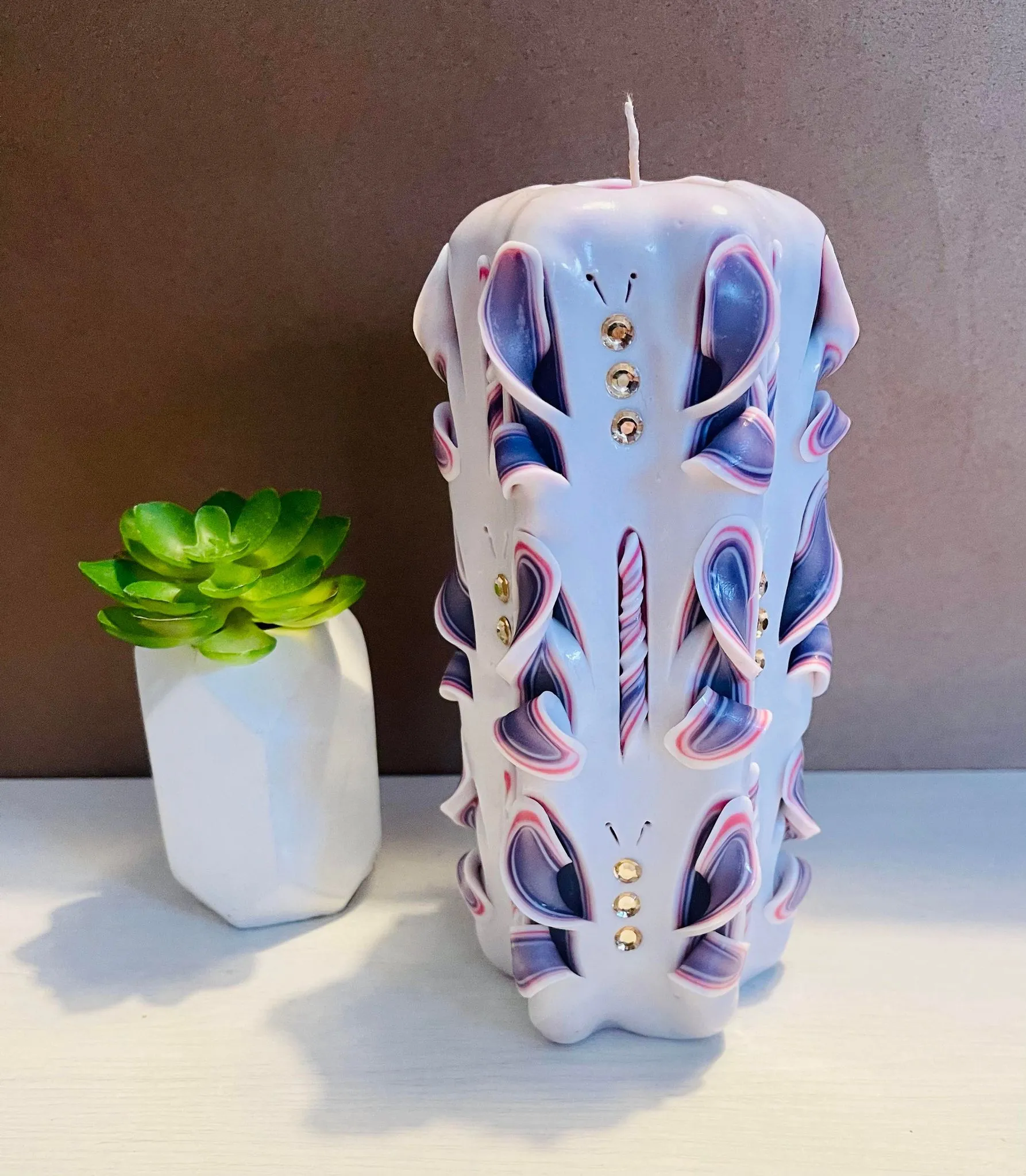 Handmade unfragranced carved candle - Butterfly design