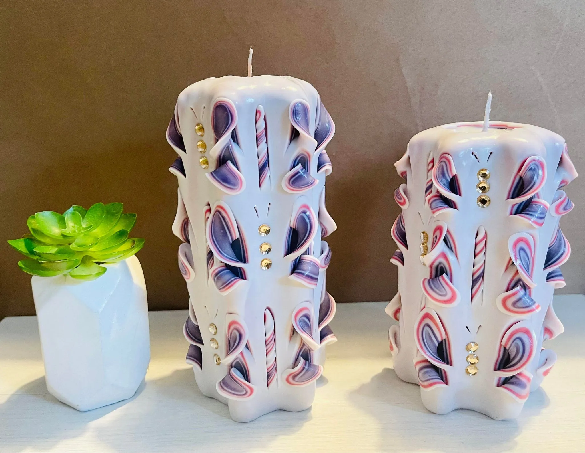 Handmade unfragranced carved candle - Butterfly design