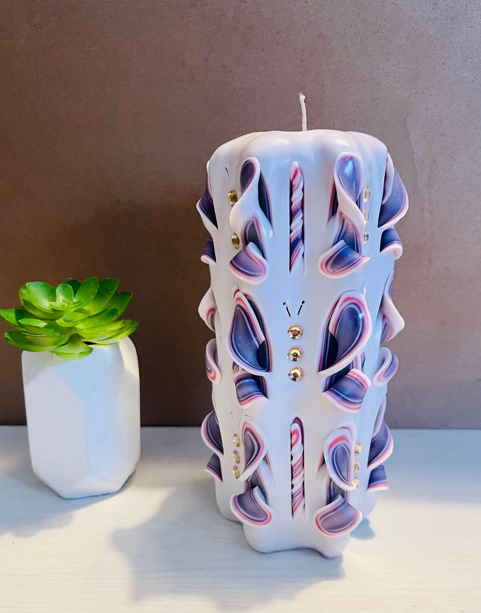 Handmade unfragranced carved candle - Butterfly design