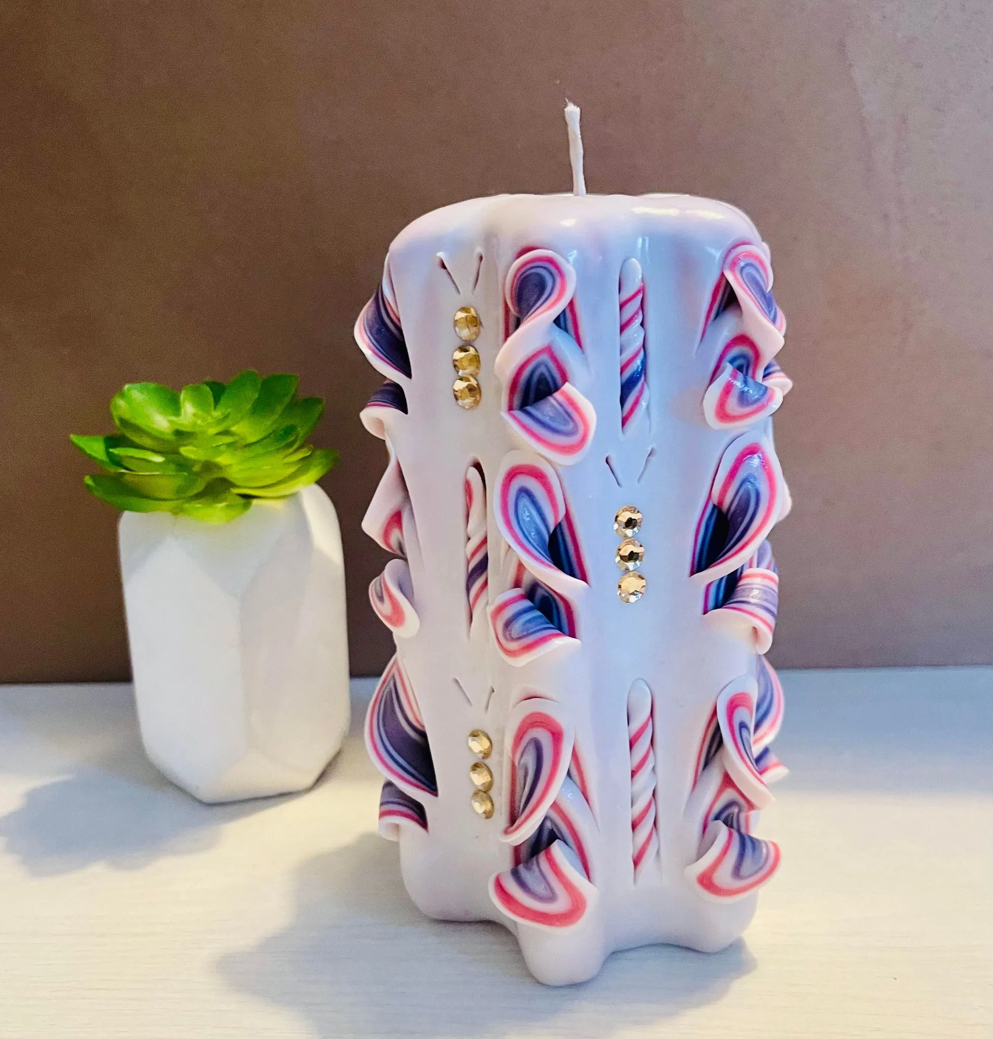 Handmade unfragranced carved candle - Butterfly design