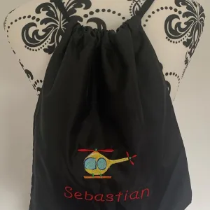 Helicopter Drawstring Gym Bag - Personalised