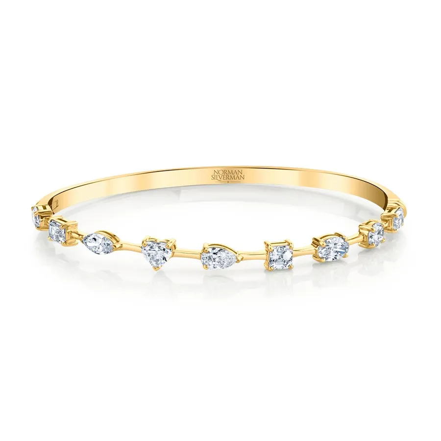 Hinged Bangle Bracelet with Fancy Shape Diamonds