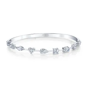 Hinged Bangle Bracelet with Fancy Shape Diamonds