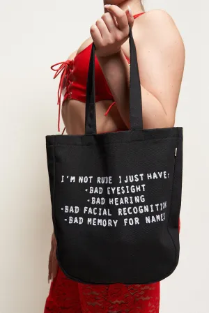 I'M NOT RUDE Black Medium Tote