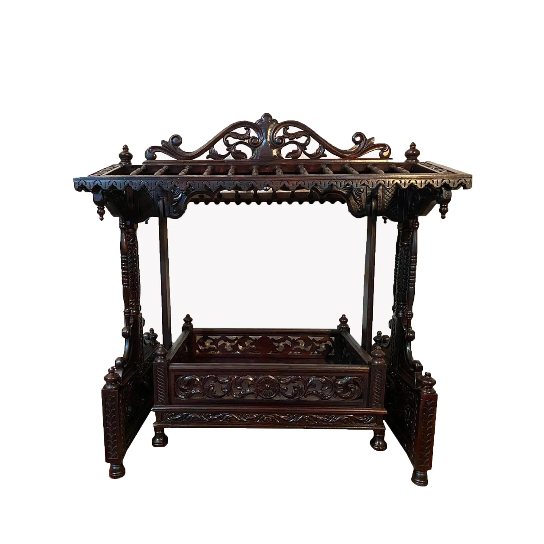 Intricate Traditionally Carved Wooden Handmade Cradle