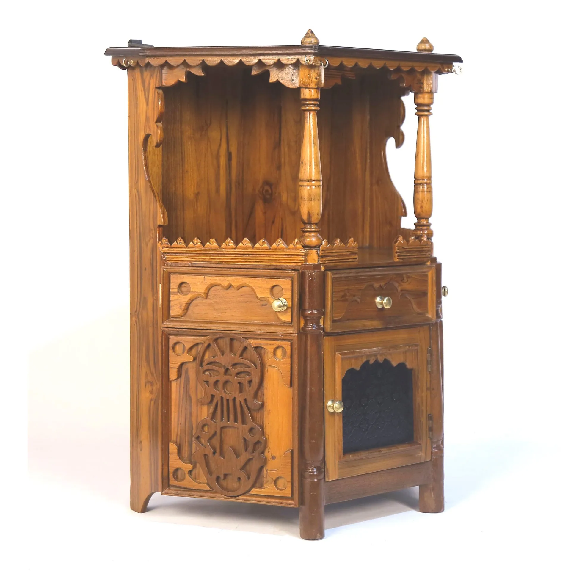 Intricately Carved Temple-style Cabinet