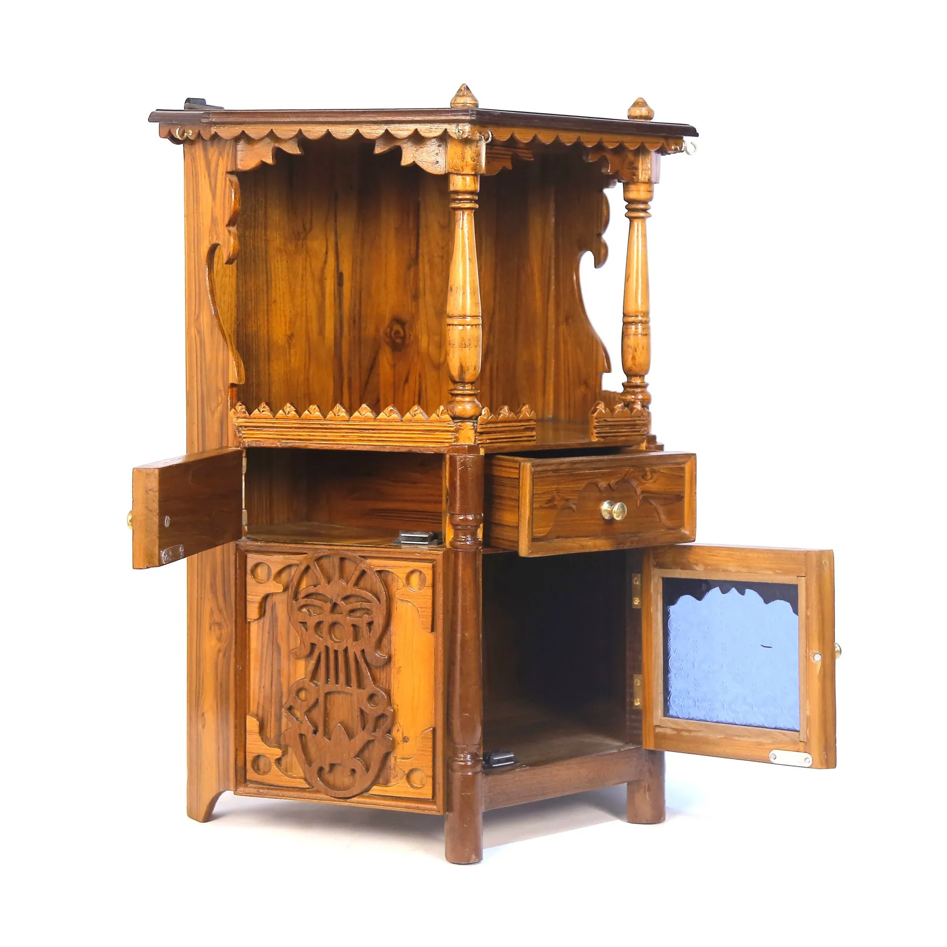 Intricately Carved Temple-style Cabinet