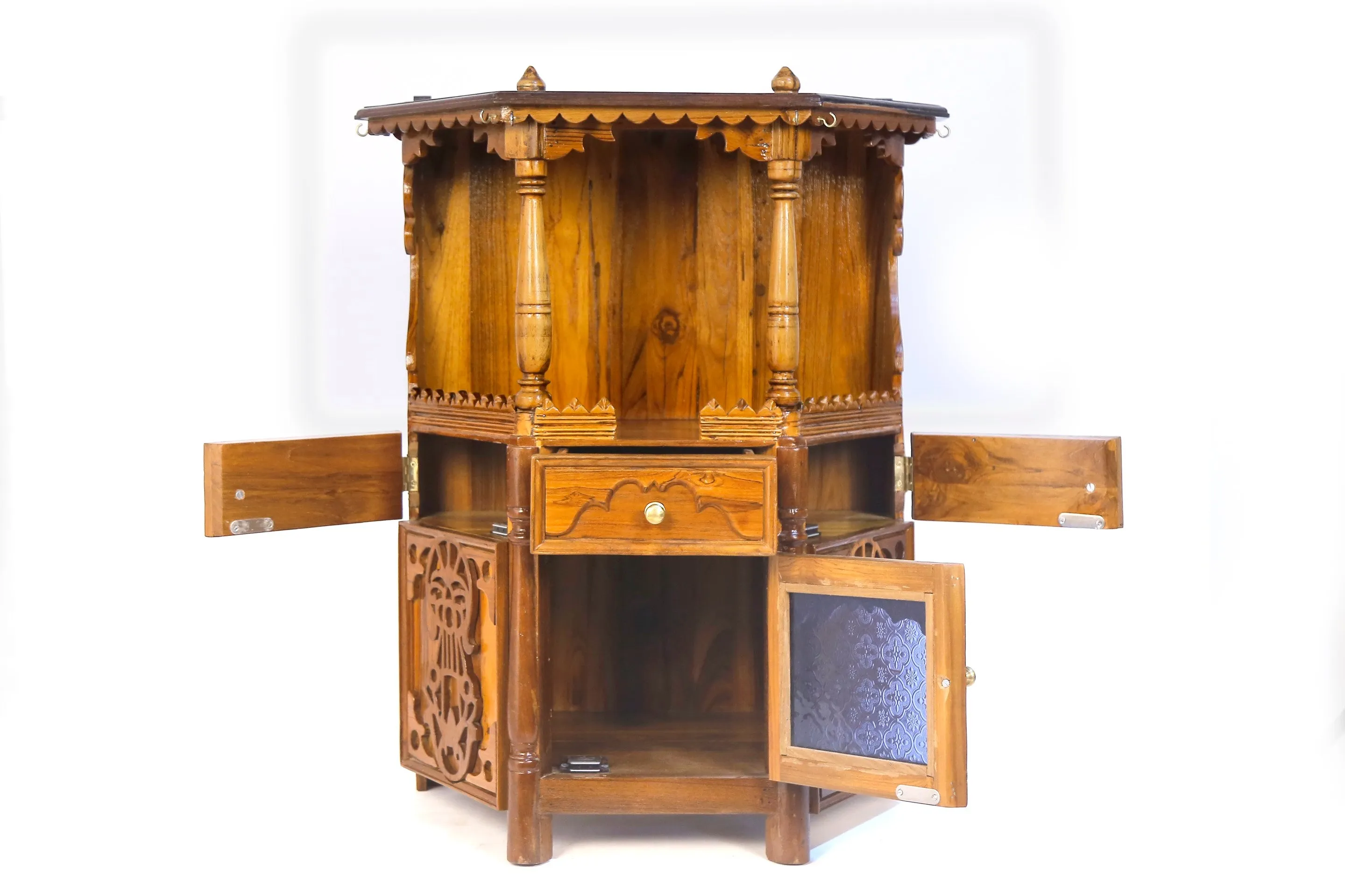 Intricately Carved Temple-style Cabinet