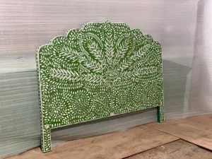 Intricately Green Peacock Mother Of Pearl Headboard