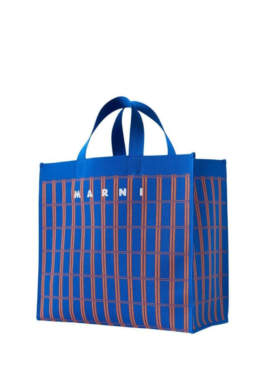 JACQUARD SHOPPING BAG - Blue Orange