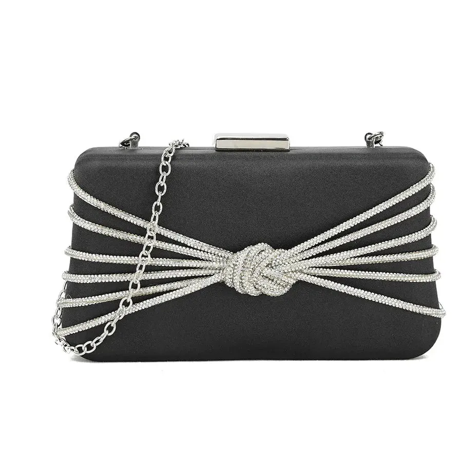 Koko Black Satin Framed Clutch Bag