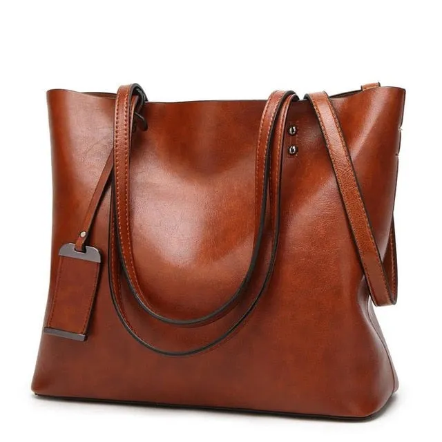 Large Faux Leather shoulder Bag