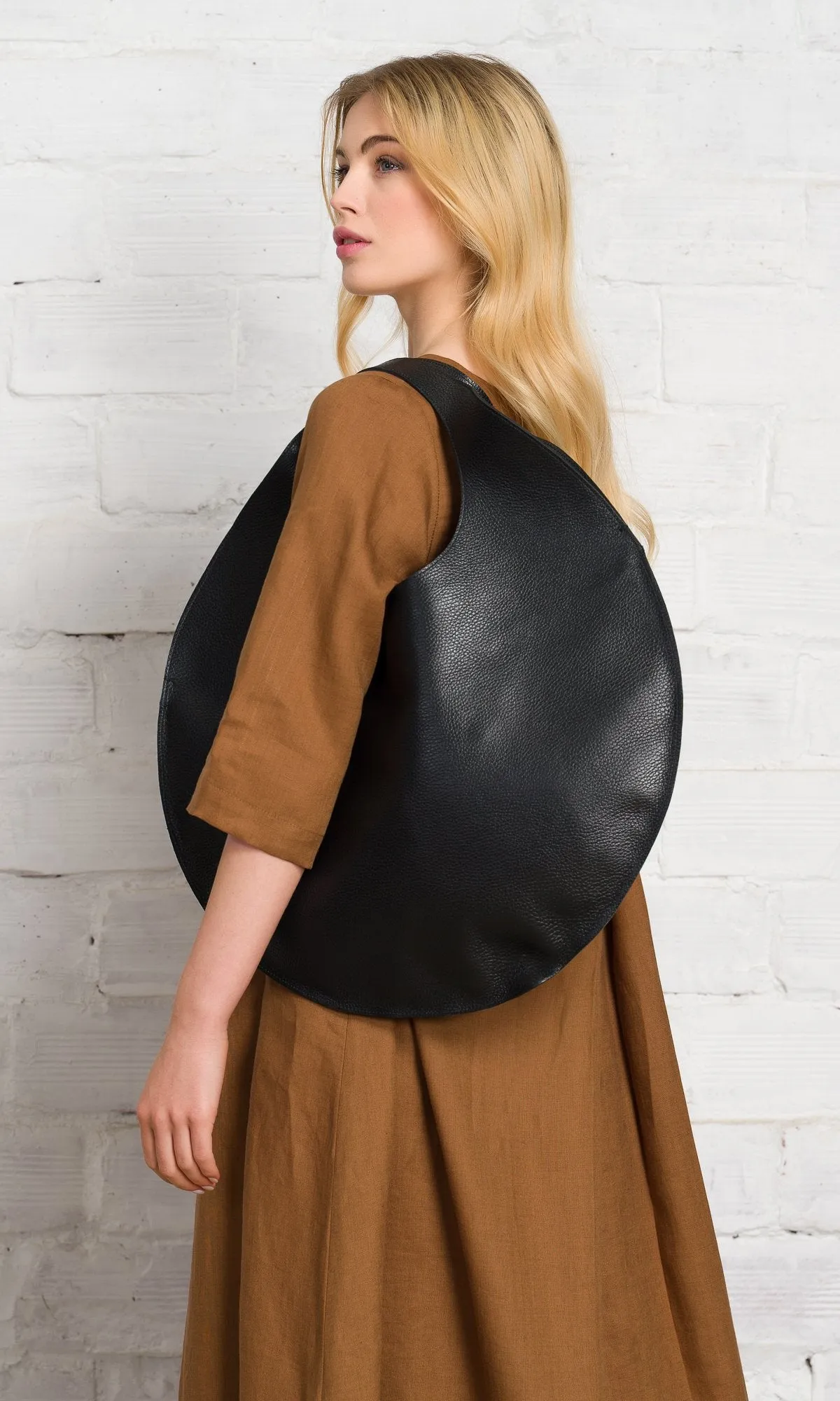 Leather Circle Hobo Bag