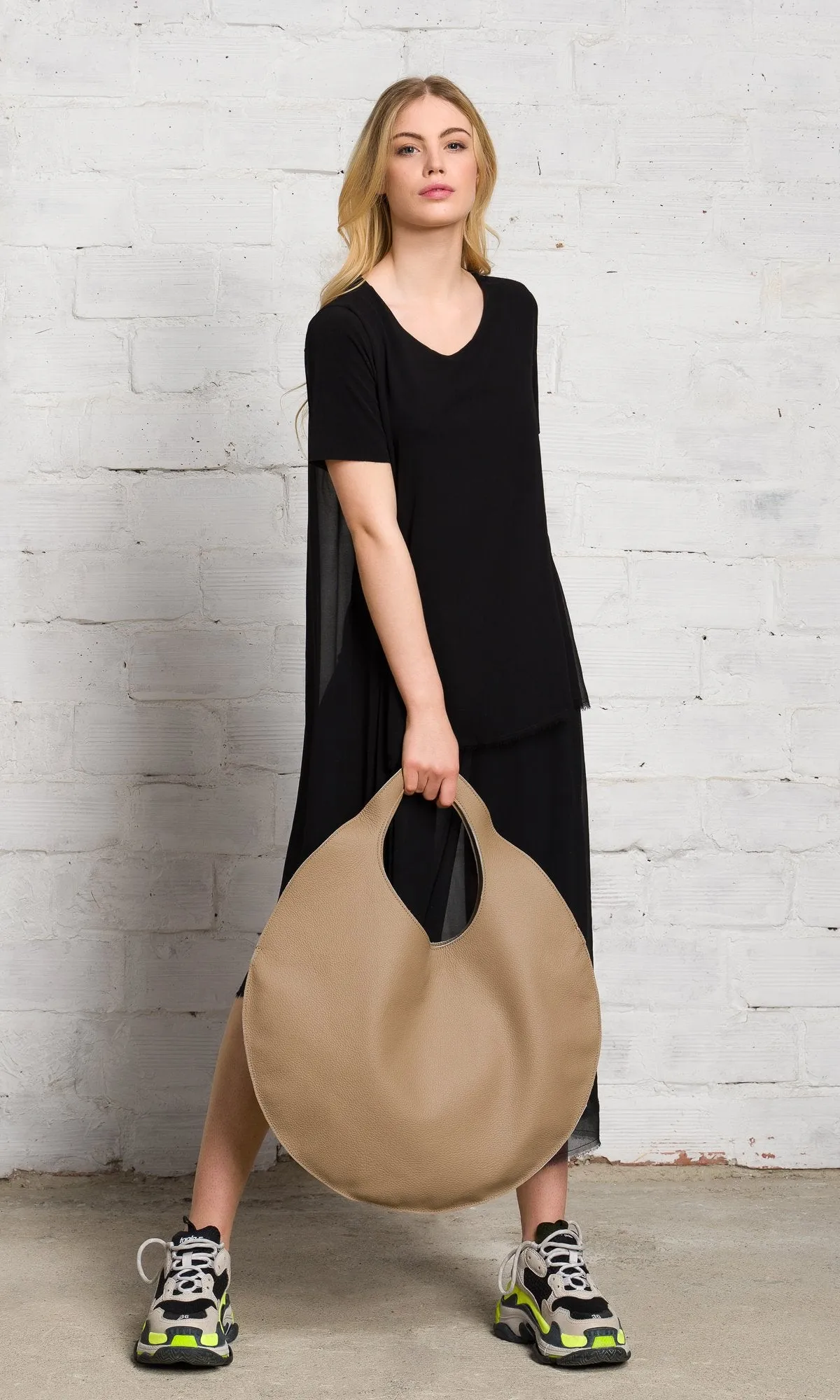 Leather Circle Hobo Bag