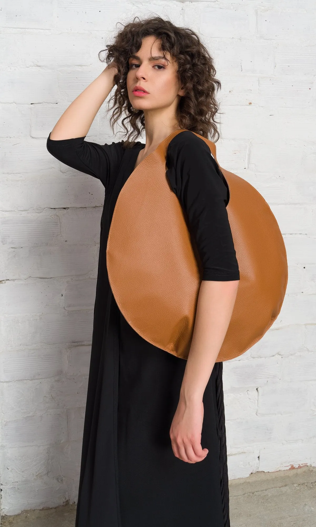 Leather Circle Hobo Bag