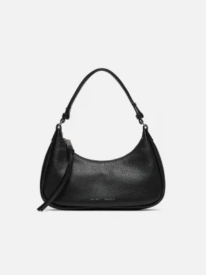 Leather Crescent Bag Small | Black