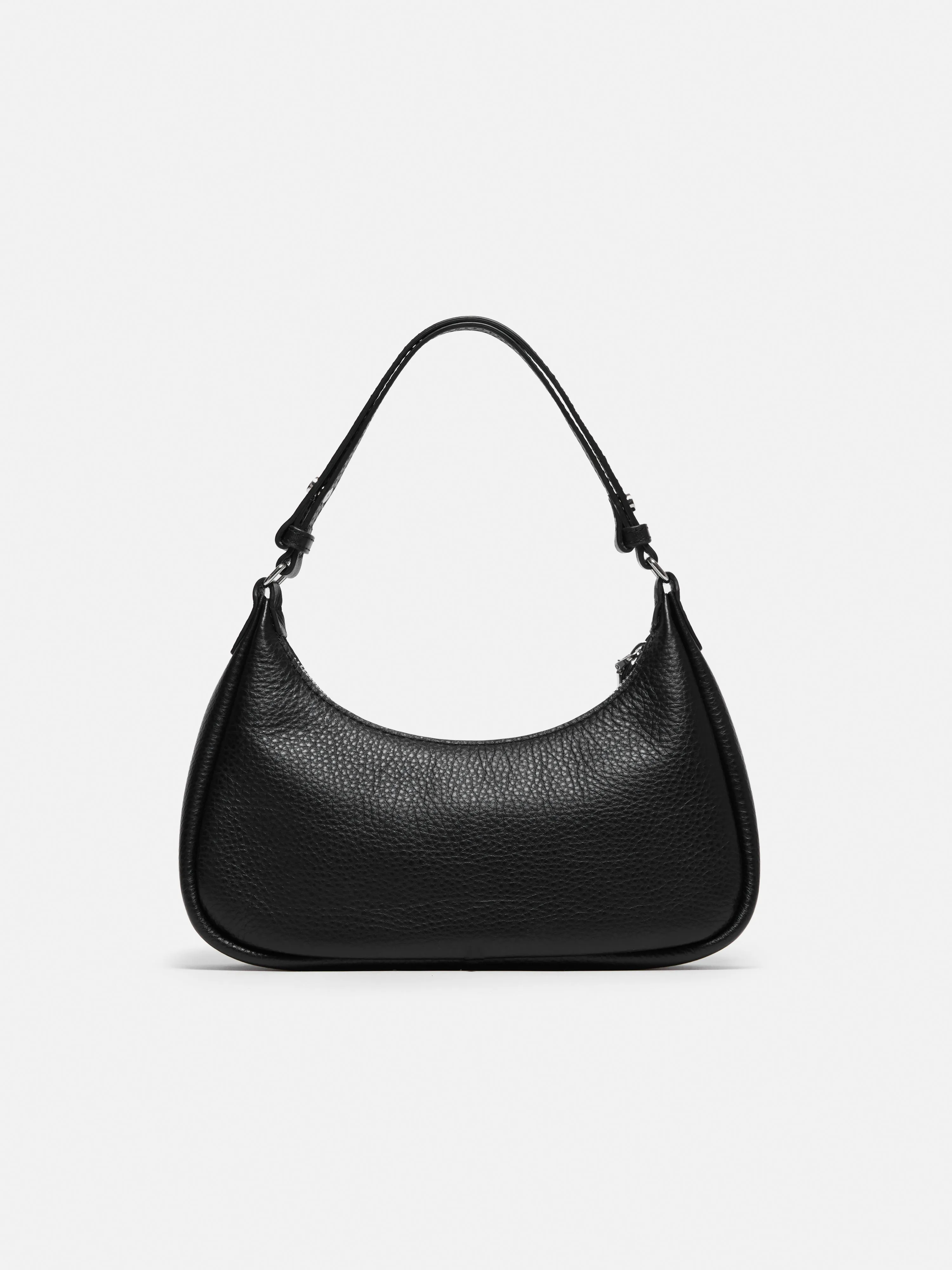 Leather Crescent Bag Small | Black