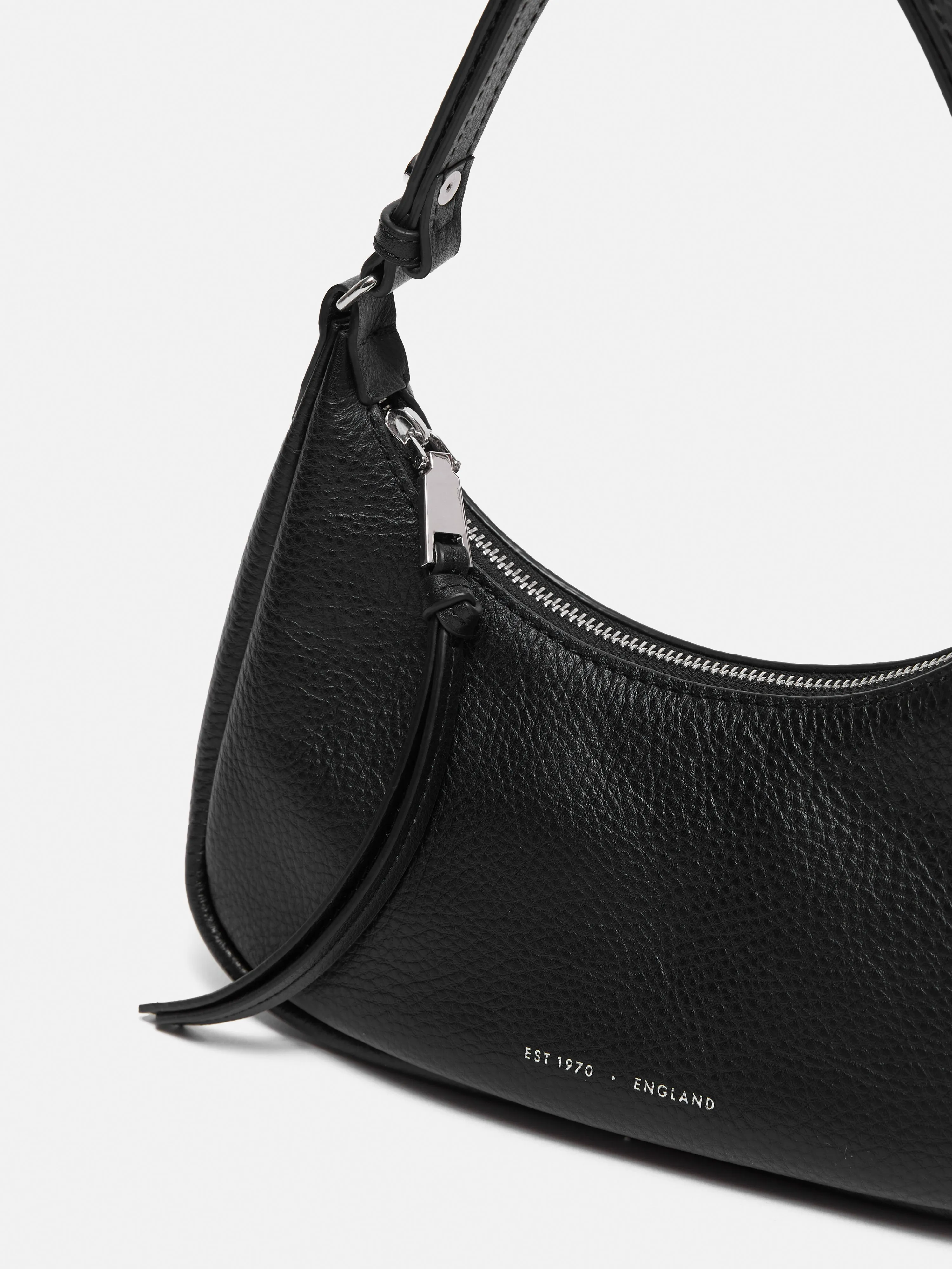 Leather Crescent Bag Small | Black